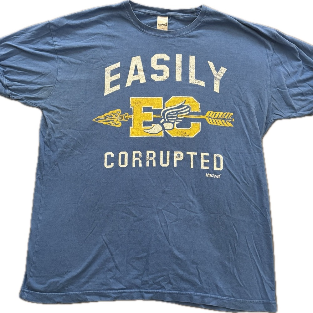 Ajaxx63 Easily Corrupted Faded Blue Graphic Muscle Tee